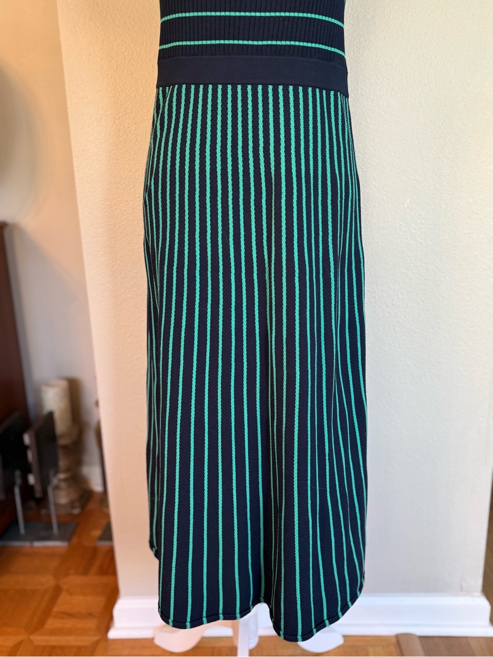 Banana Republic Navy and Teal Striped Knit Midi Dress - Picture 2 of 6